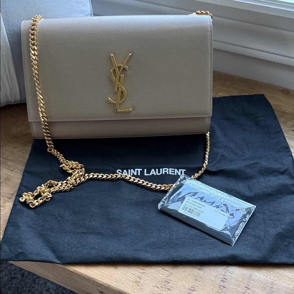 Saint Laurent Kate Medium Dark Beige Grain de Poudre Like New